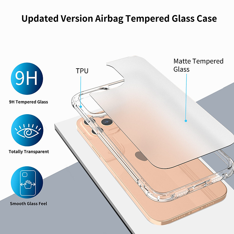 Ốp Lưng dành cho iPhone 12 Mini / 12 & 12 Pro / 12 Pro Max Leeu Design TPU Mặt Kính Cường Lực Nhám - Hàng Nhập Khẩu