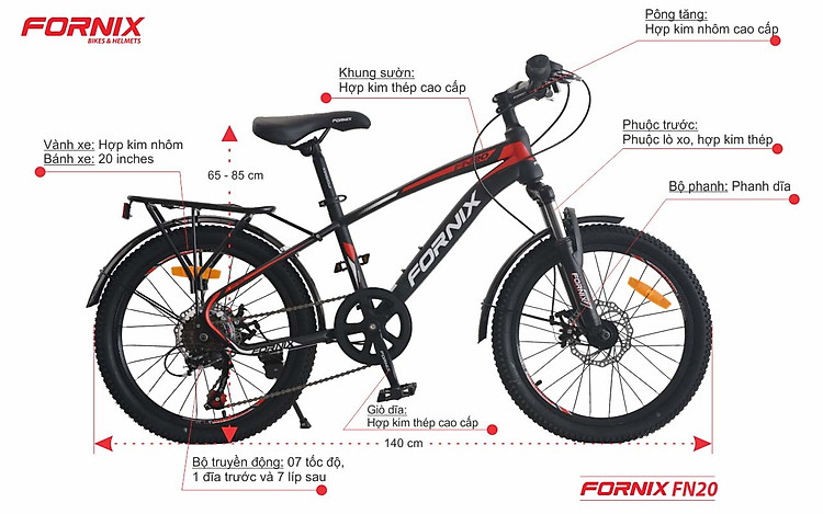 chi tiết xe đạp trẻ em fornix fn20