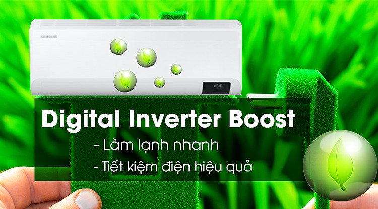 Máy lạnh Samsung Inverter 1 HP AR10TYHYCWKNSV-Làm lạnh nhanh, tiết kiệm điện hiệu quả nhờ Digital Inverter Boost Máy lạnh Samsung Inverter 1 HP AR10TYHYCWKNSV-Làm lạnh nhanh, tiết kiệm điện hiệu quả nhờ Digital Inverter Boost