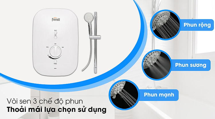 Vòi sen mạ Crom sang trọng - Máy nước nóng Ferroli Divo SSN 4.5S 4500W