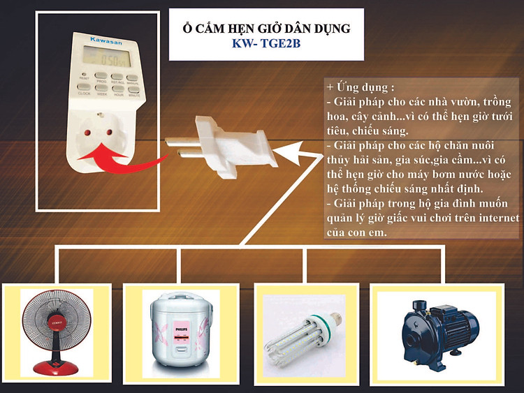 Ổ cắm điện hẹn giờ Kawasan KW-TGE2B