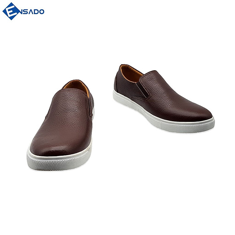  Giày Slip On Nam Giày Sneaker Nam Da Bò Nguyên Tấm Năng Động Trẻ Trung Ensado SL1316 (Nâu) 