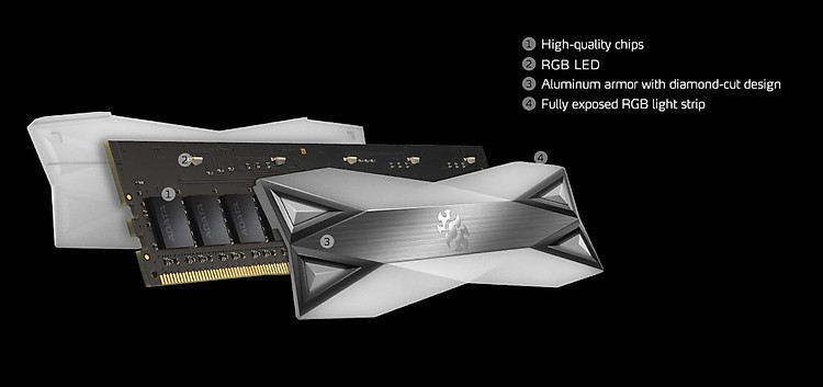 RAM PC ADATA DDR4 XPG SPECTRIX D60-LED 16GB (2*8G) 3600 TUNGSTEN GREY RGB