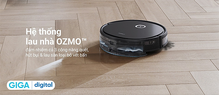 Nhờ hệ thống lau OZMO, robot hút bụi Deebot U2 Pro có thể cùng lúc đảm nhiệm cả 3 chức năng