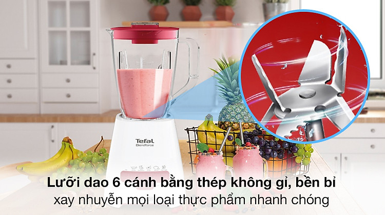 Lưỡi dao 6 cánh sắc bén - Máy xay sinh tố Tefal Blendforce Piano BL477566