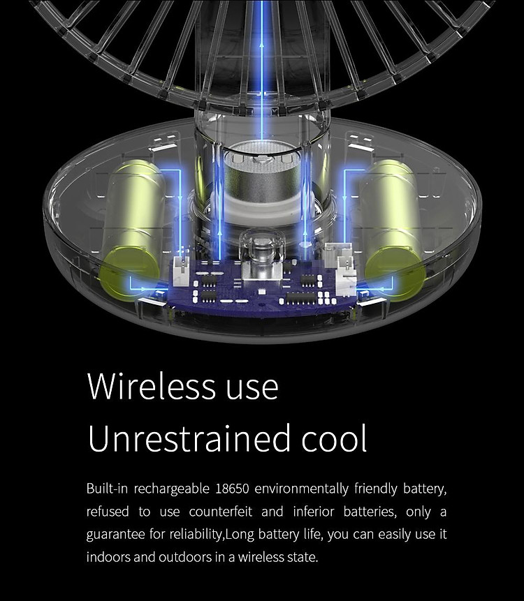 Xiaomi Uareliffe Quạt để bàn mini USB có thể sạc lại Thích hợp cho mùa hè Ngoài trời Điều chỉnh tốc độ lắc của đầu quạt