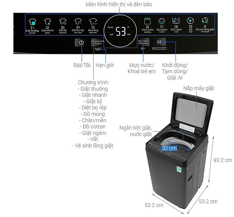 Máy giặt Hisense 8 kg WT80F30