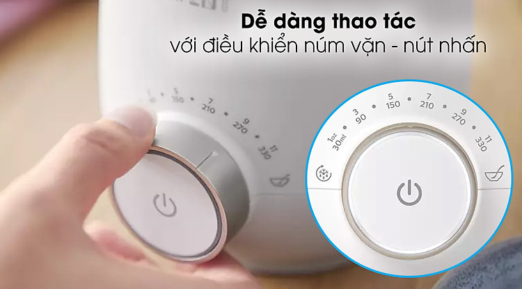 Máy hâm sữa Philips Avent SCF358.00 - Có điều khiển núm vặn - nút nhấn trực quan