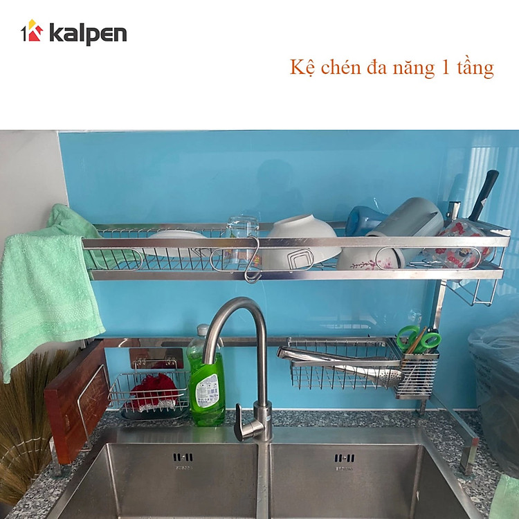 Kệ chén bát Inox 304 trên bồn rửa thông minh Kalpen size 85cm hàng chuẩn Đức