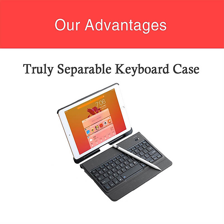 Bàn phím Bluetooth có đèn kèm bao da slim có thể tách rời và khay đựng bút pencil cho iPad 9.7 2018 Promax BLED(Màu đen)