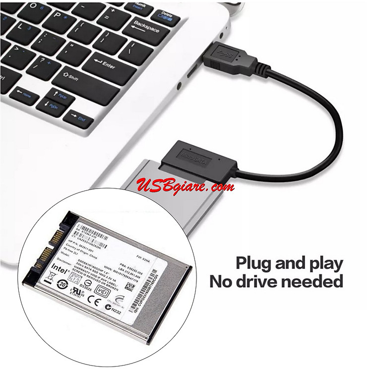 Cáp chuyển USB 3.0 sang SSD 1.8 Micro Sata 7+9 16pin - ảnh mô tả 3