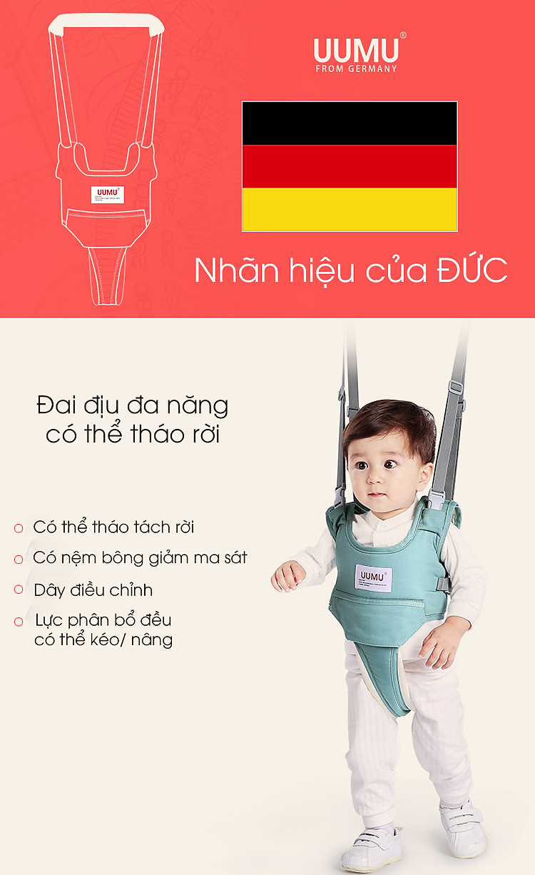 Đai dây tập đi an toàn đa năng UUMU ĐỨC cho bé