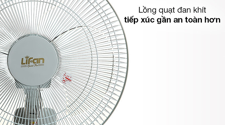 Quạt treo Lifan TE-1688 xám trắng - Lồng quạt có các nan đan khít cho người dùng an tâm khi tiếp cận gần với quạt