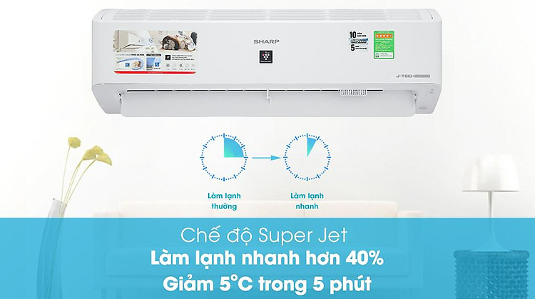 Làm lạnh nhanh - Máy lạnh Sharp Inverter 1.5 HP AH-XP13YMW 