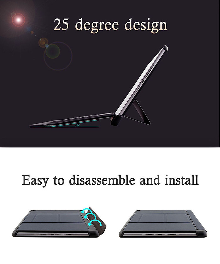 Bàn phím Bluetooth có đèn kèm bao da slim có thể tách rời và khay đựng bút pencil cho iPad 9.7 2018 Promax BLED(Màu đen)