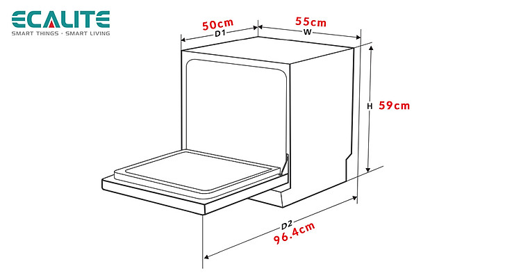 Kích thước của máy rửa chén EDW-SMS6080WH