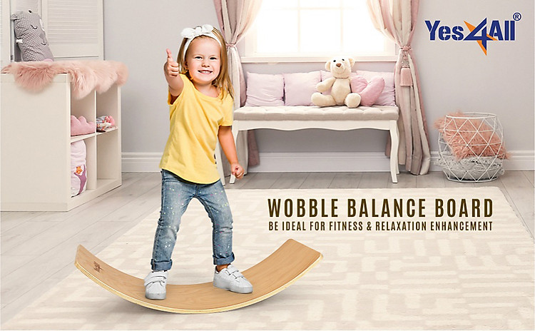 ván cong cân bằng gỗ, bập bênh trong nhà, đồ chơi vận động thể chất, tập yoga dành cho trẻ em, montessori toys, tặng kèm thảm cho bé - dg145 1