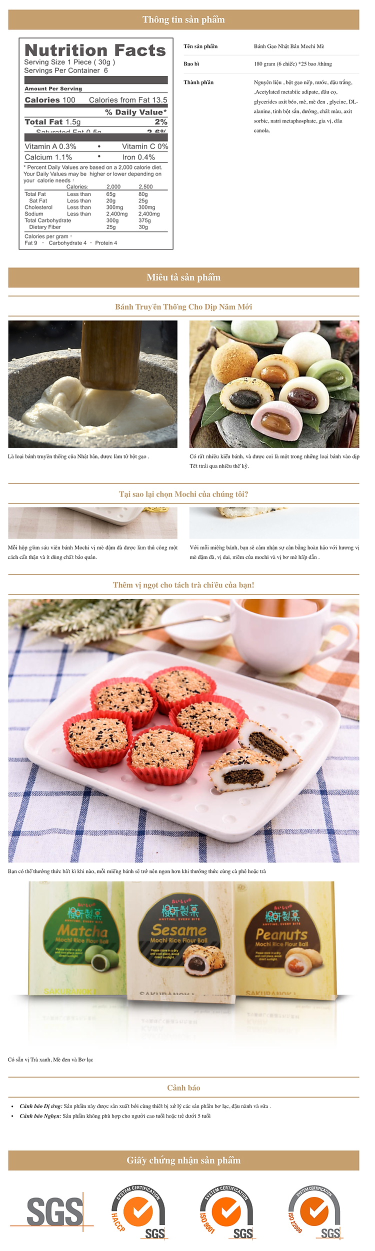 Bánh Mochi Nhật Bản Mè Vừng YingXuan