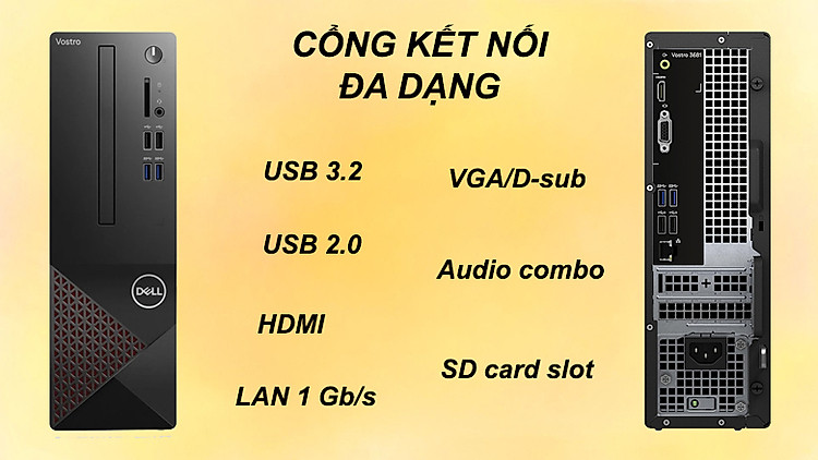PC Dell Vostro 3681 SFF 42VT360002 | Cổng kết mối đa dạng