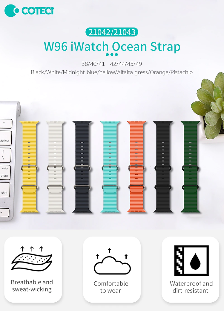 Dây đeo thay thế cho apple watch 45mm series 7 chất liệu vải kết hợp với nylon hiệu COTEETCI Ocean Strap Watchband