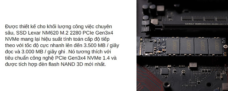 Ổ cứng SSD Lexar NM620 256GB M.2 2280 PCIe 3.0x4 (Đoc 3000MB/s - Ghi 1300MB/s) - (LNM620X256G-RNNNG)