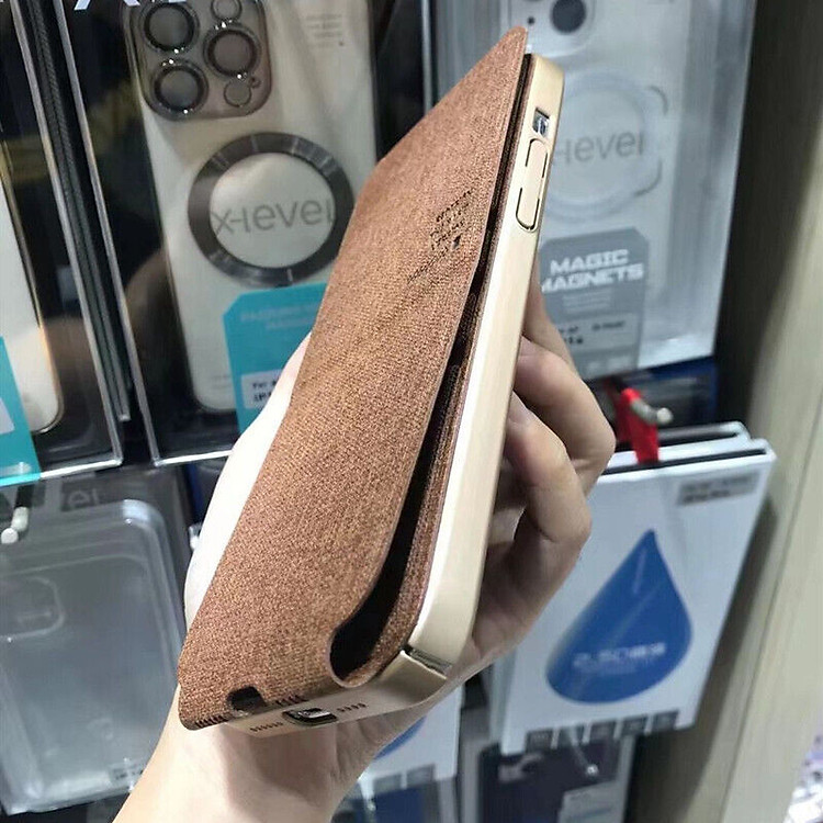 Case ốp lưng canvas cho iPhone 14 Pro Max (6.7 inch) hiệu X-level Stand Journey bảo vệ camera, lật dọc kiêm giá đỡ điện thoại