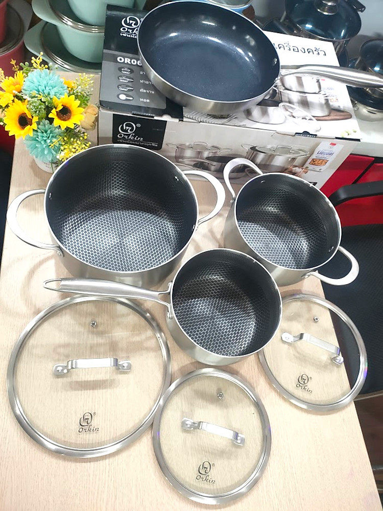Bộ nồi chảo Inox 304 chống dính Blackcube Orkin Thái Lan OR06