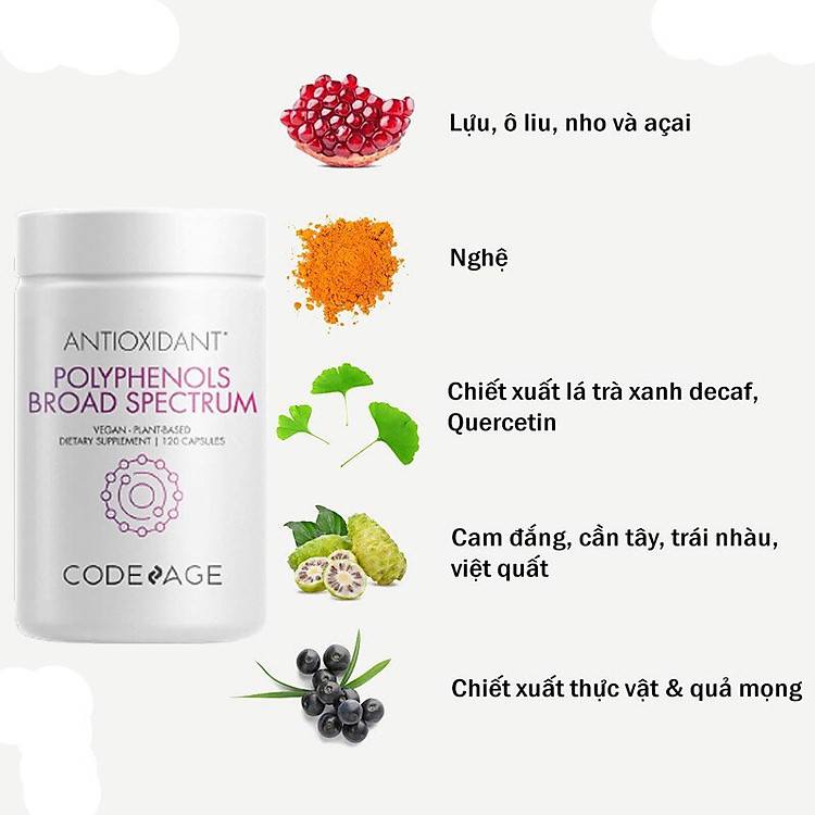 Viên chống nắng Codeage cản phá nắng nóng, bảo vệ da, ngừa lão hóa,