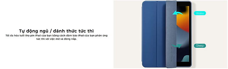 Bao da dành cho iPad Gen 9 10.2 inch 2021 ESR Rebound Pencil Slim Smart Case (Có khe cắm bút Apple Pencil) - Hàng Nhập Khẩu