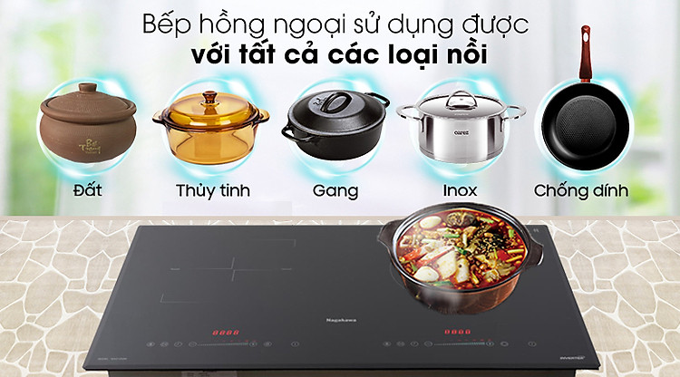 Bếp từ hồng ngoại Nagakawa NAG1252M dùng được mọi loại nồi