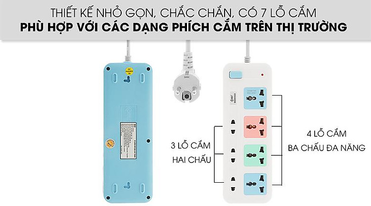 Thiết kế nhỏ gọn - Ổ cắm điện Comet 7 lỗ 3m CES4433