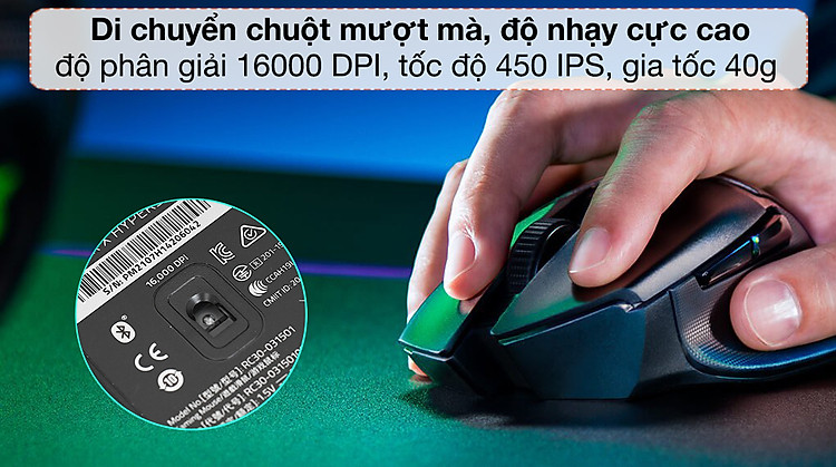 Độ nhạy cao - Chuột Không Dây Gaming Razer Basilisk x HyperSpeed