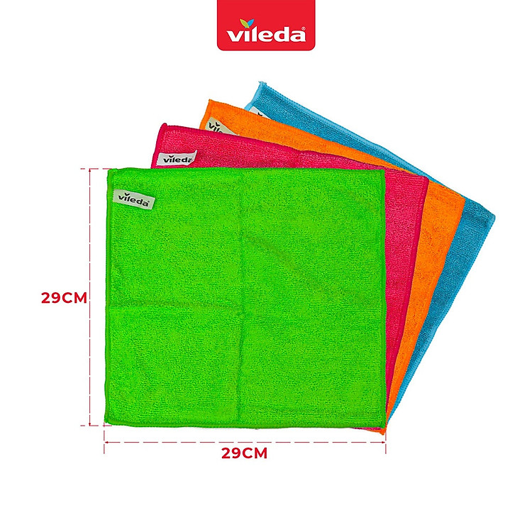 Set 4 khăn lau đa năng Vileda 4023103192577 size 30x30cm hàng Đức