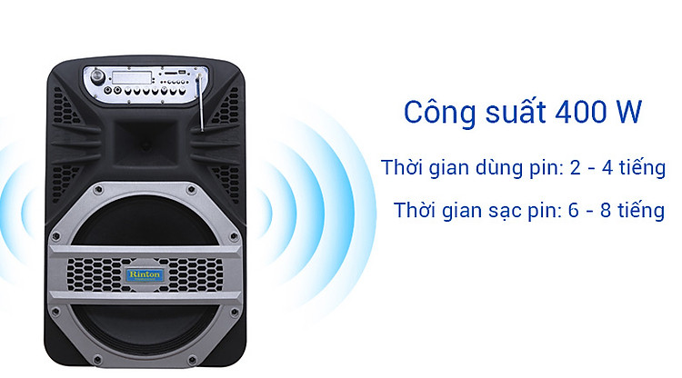 Công suất 400 W mạnh mẽ trên Loa kéo Rinton PL-2