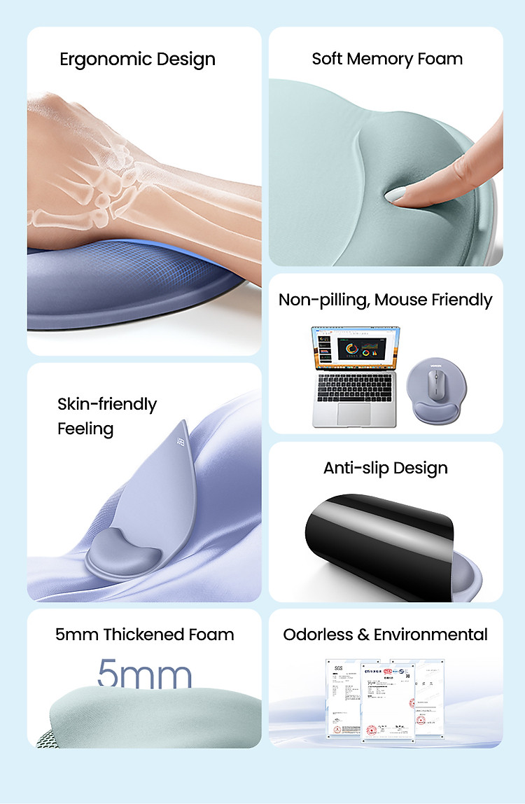 Tấm lót chuột chất liệu cao su (không xốp) màu xám Ugreen 25244