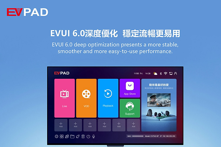 EVPAD 6P TV Box -  EVUI 6.0