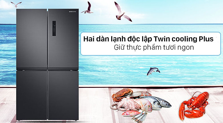 Tủ lạnh Samsung Inverter 488 lít RF48A4000B4/SV - 2 dàn lạnh hoạt động độc lập Twin cooling Plus