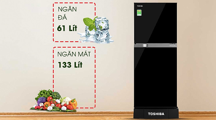 Tủ lạnh Toshiba Inverter 194 lít GR-A25VM(UKG1) -Dung tích 194 lít, phù hợp cho gia đình nhỏ (2 - 3 thành viên)