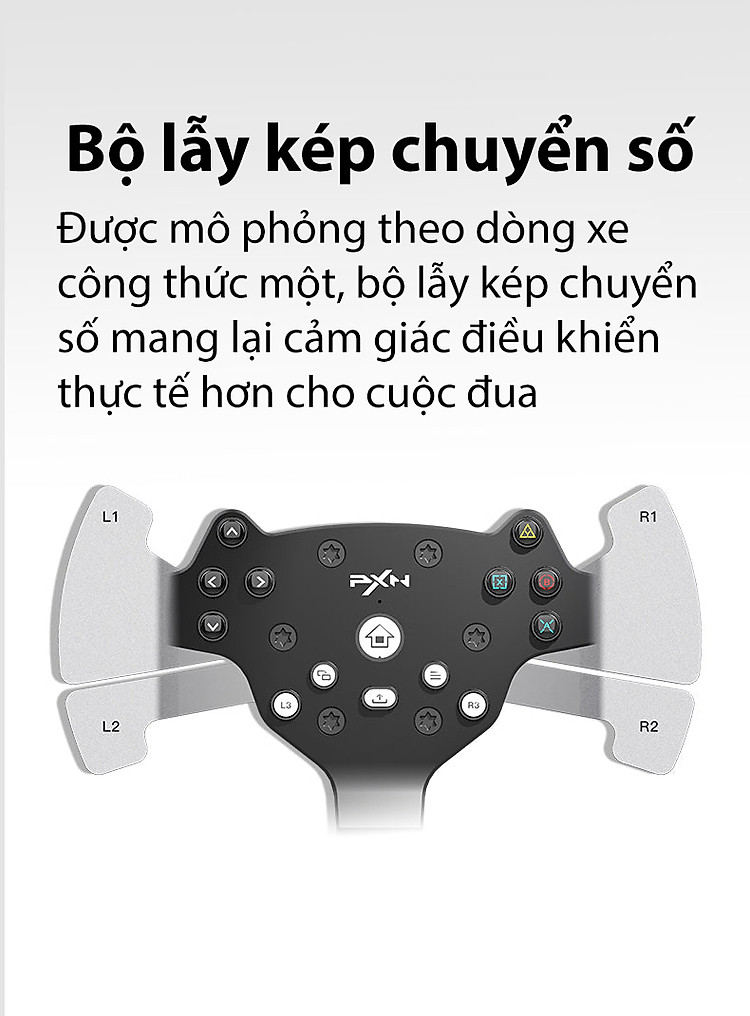 Vô lăng chơi game PXN V10 Gaming Racing Wheel (Đi kèm bàn đạp và cần số) 8