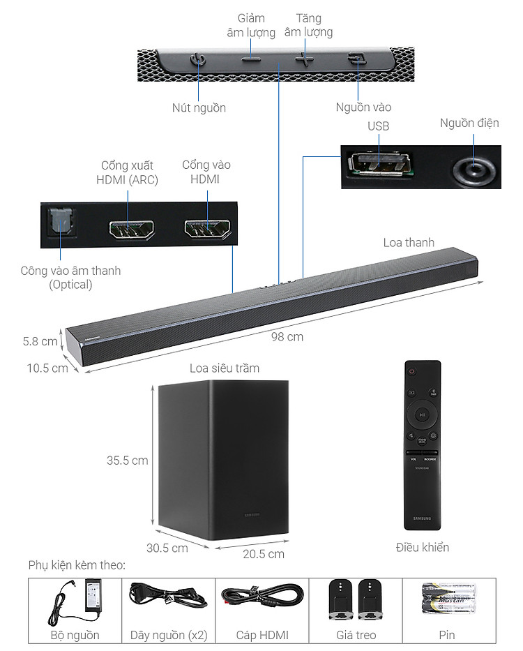 Thông số kỹ thuật Loa thanh Samsung HW-Q60T