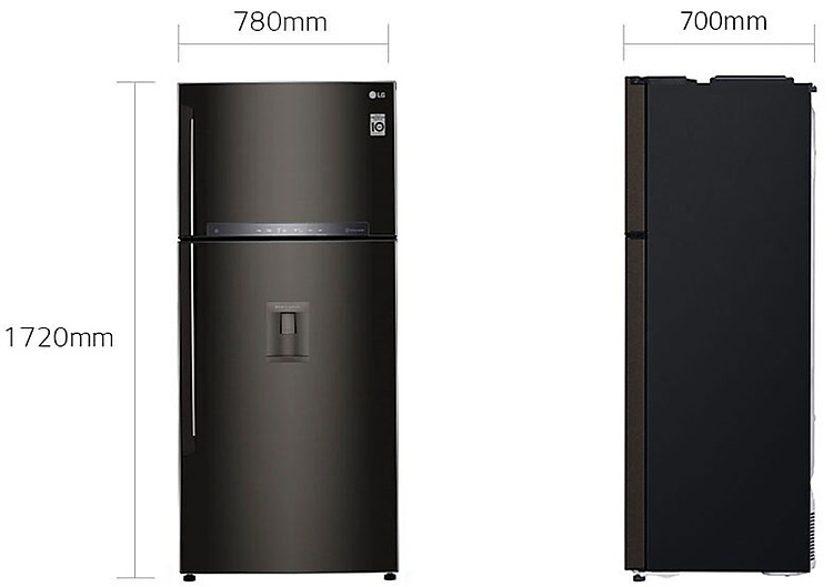 kích thước Tủ lạnh LG Inverter 478 lít GN-D602BLI