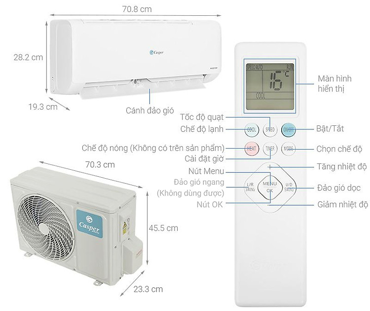 Máy lạnh Casper Inverter 1 HP TC-09IS35