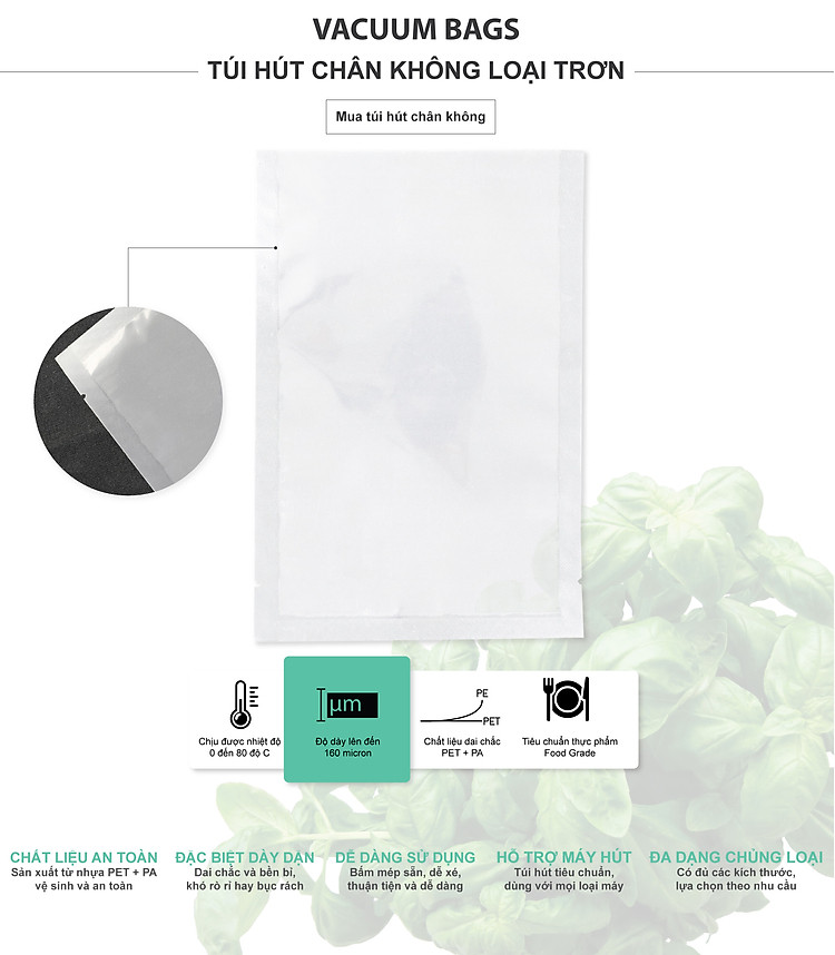 Thông số chi tiết túi hút chân không mặt trơn B1D