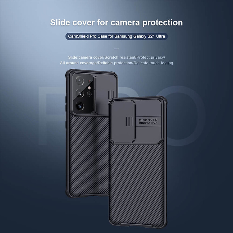 Ốp lưng cho Samsung Galaxy S21 Plus bảo vệ camera chống sốc hiệu Nillkin Camshield chống sốc cực tốt, chất liệu cao cấp, có khung & nắp đậy bảo vệ Camera - hàng chính hãng