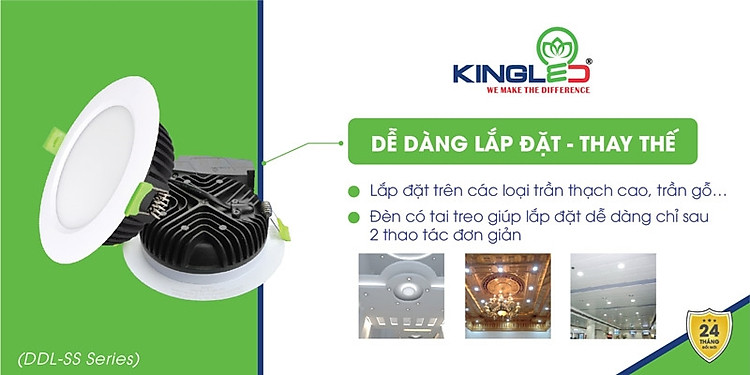 Đèn âm trần 10w dễ dàng lắp đặt, thay thế