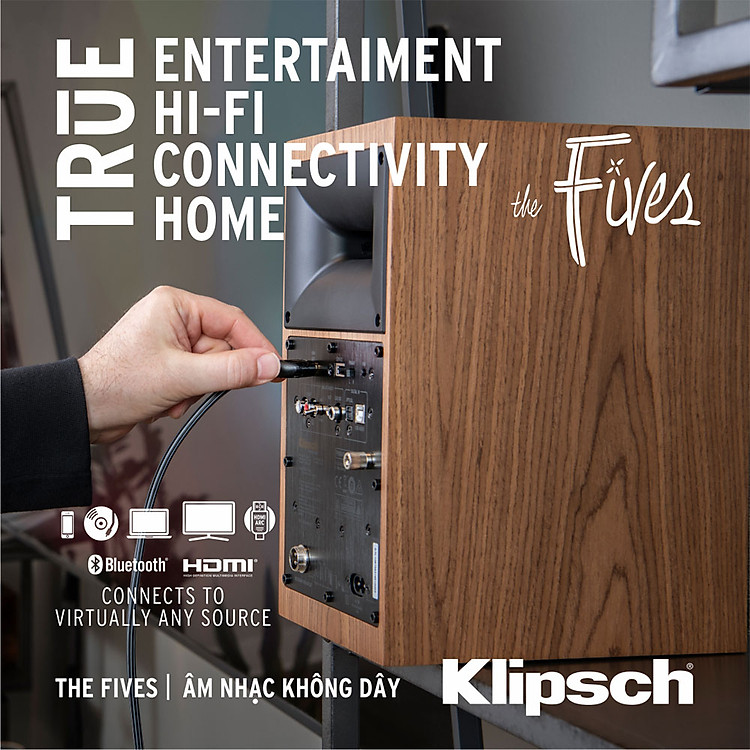 Loa Klipsch The Fives có khả năng kết nối với nhiều nguồn phát khác nhau