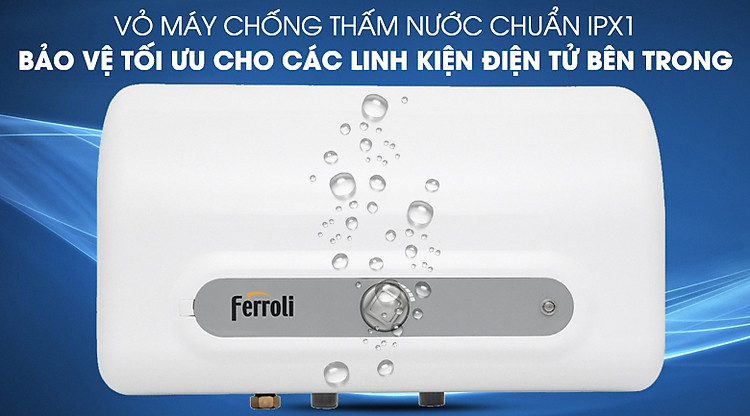 Lớp vỏ chống thấm nước IPX1 - Máy nước nóng Ferroli QQ Evo 15L ME 15 lít