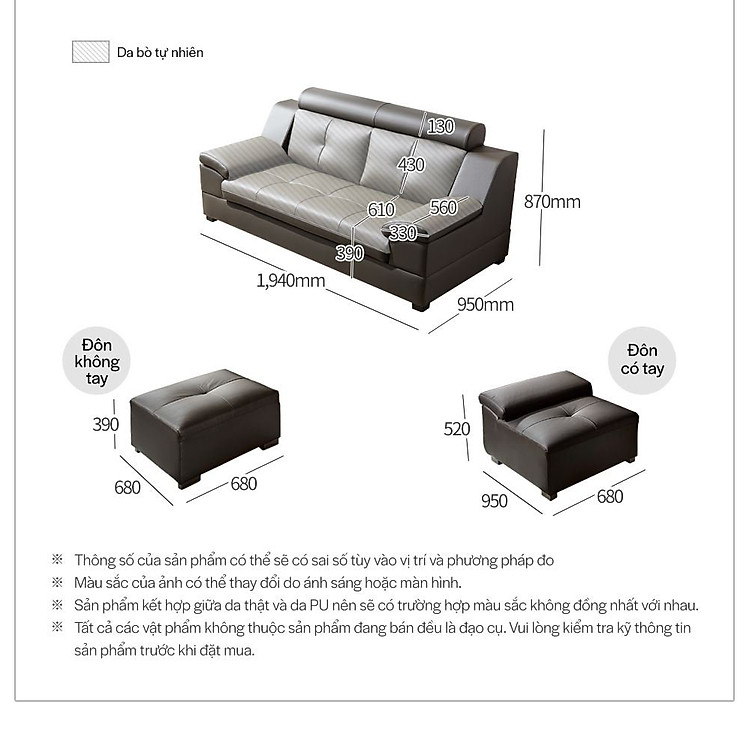 SF300A - GHẾ SOFA DA 3 CHỖ NGỒI