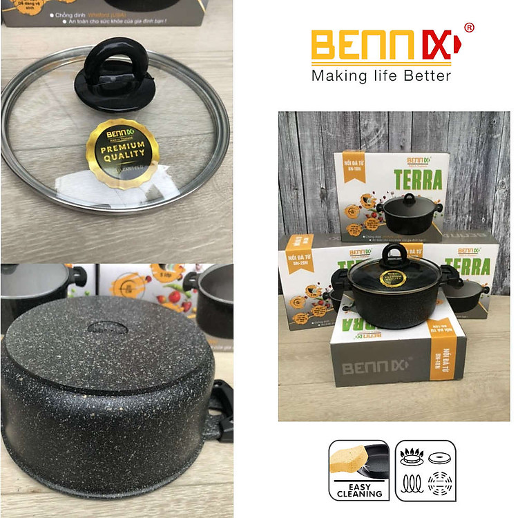 Nồi chống dính vân đá đáy từ Bennix Terra size 20cm