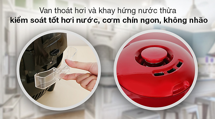 Nồi cơm điện cao tần Cuckoo CRP-HUS1000F 1.8 lít - Van thoát hơi và khay hứng nước thừa